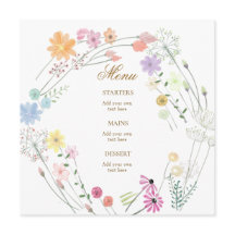 menu de flores silvestres aquarela