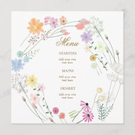 menu de flores silvestres aquarela