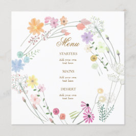 menu de flores silvestres aquarela
