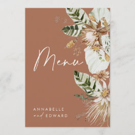 Menu de folhagem elegante e botânica de Terracotta