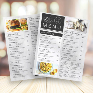 Menu de Fotografias do Restaurante Preto e Branco