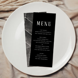 Menu de Gala Geométrico com Aquarela Preta