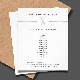 Menu de Hairstylist da Tesoura Mínima Faux Silver