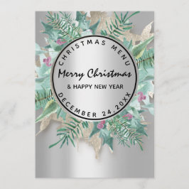 Menu de Inverno de Natal Floral Prata