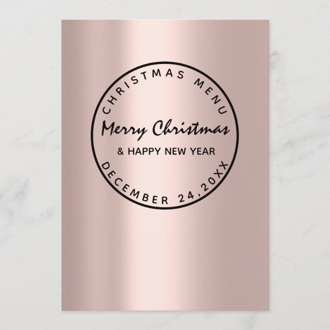 Menu de Inverno de Natal Moderno Rosa (Frente)