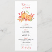 Menu de Janta de Ação de Graças Pumpkin Floral