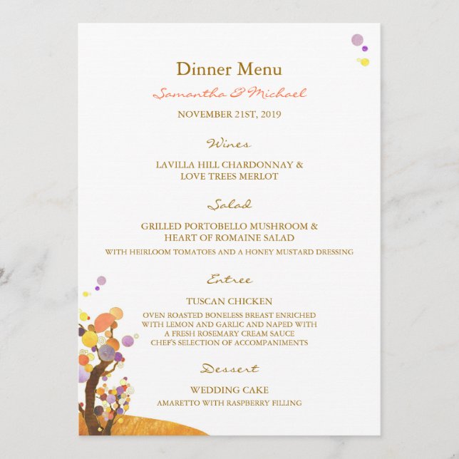 Menu de Janta de Recepção de casamento do Boho Lov (Frente)