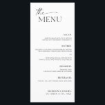 Menu de Janta de Recepção de casamento minimalista<br><div class="desc">Este menu de janto minimalista combina com qualquer estilo de casamento!</div>