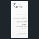 Menu de Janta de Recepção de casamento minimalista<br><div class="desc">Este menu de janto minimalista combina com qualquer estilo de casamento!</div>