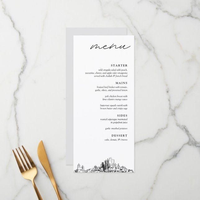 Menu de Janta de Recepção de casamento Phoenix (Frente/Verso In Situ)