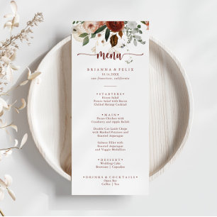 Menu de Janta Floral Colorida Rústica Dourada