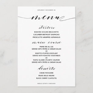 Menu de Jantar Amplo Clássico Personalizável