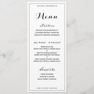 Menu de Jantar Básico Personalizável Clássico