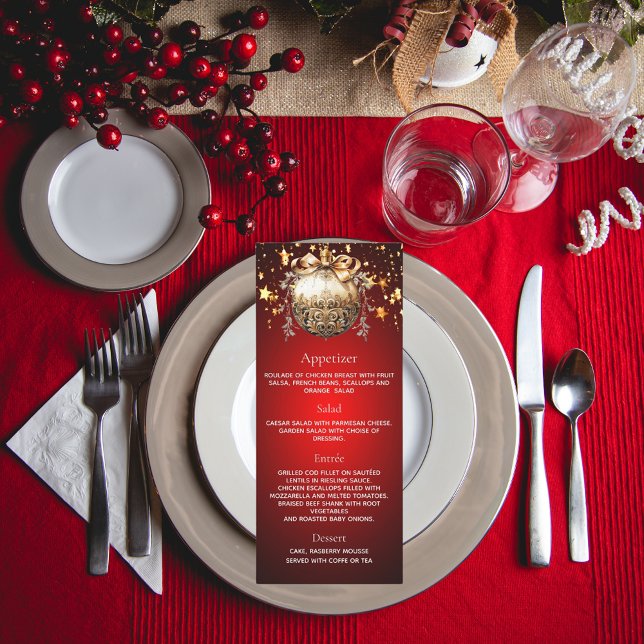 menu de jantar da festa de Natal em vermelho doura (Criador carregado)
