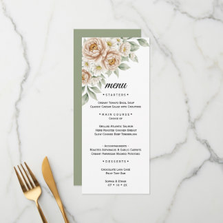 Menu de Jantar de Casamento Botânico em Aquarela N