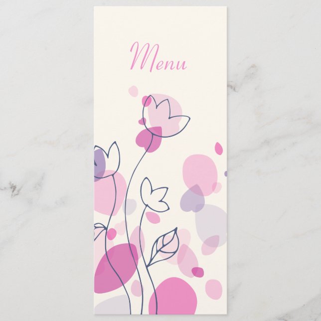 Menu de jantar de casamento com pétalas de flores  (Frente)