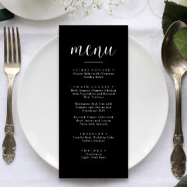 Menu de Jantar de Casamento Preto Minimalista Pers