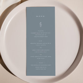 Menu de Jantar de Casamento Simple Leaf Dusty Blue