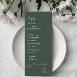 Menu de jantar de casamento simples ROE verde escu