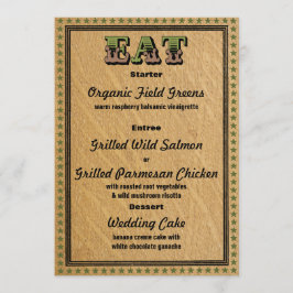 Menu de Jantar de Festa de Recepção ao Estilo Ocid