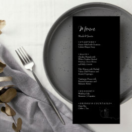 Menu de Jantar de Noivado Simples Preto e Branco R