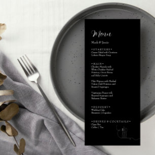 Menu de Jantar de Noivado Simples Preto e Branco R