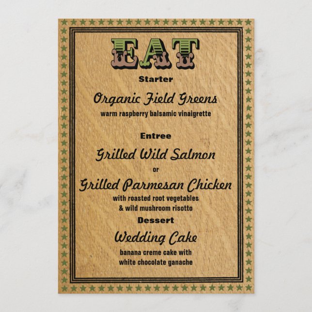 Menu de Jantar de Recepção ao Estilo Ocidental (Frente)