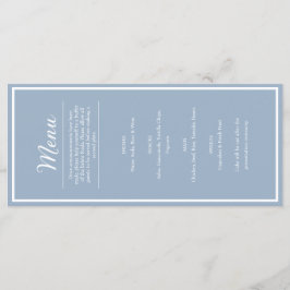 Menu de Jantar de Recepção de Casamento Azul Elega
