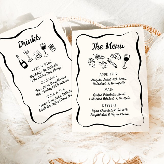 Menu de Jantar e Bebidas Moderno e Caprichoso Dese (Criador carregado)