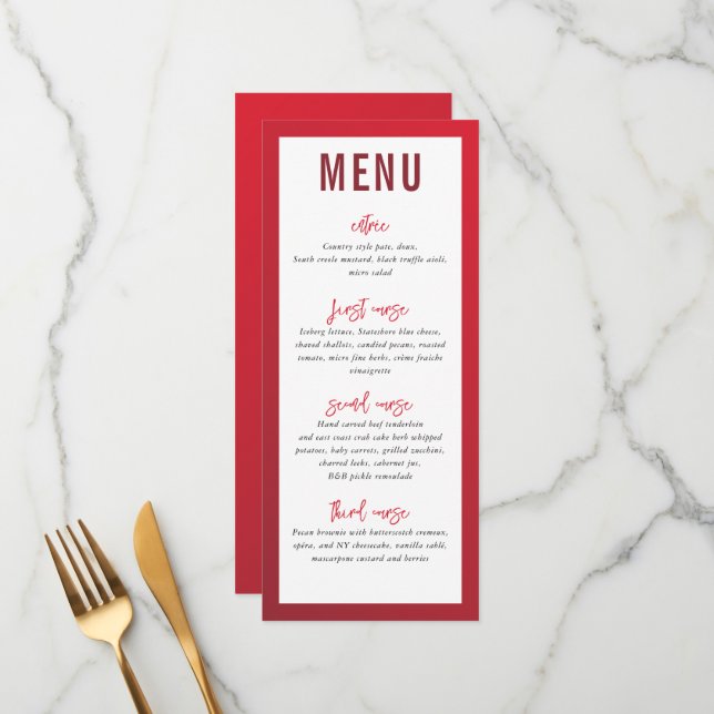 MENU DE JANTAR gradiente de burgundy vermelho estr (Frente/Verso In Situ)