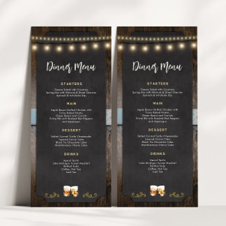 Menu de Janto 4x9 da Rustic Cheers Whiskey Shot