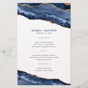 Menu de Janto de Borda de Agato Azul e Dourado