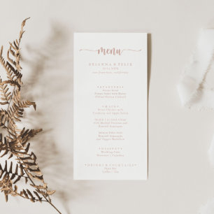 Menu de Janto de Caligrafia Minimalista rosa Doura