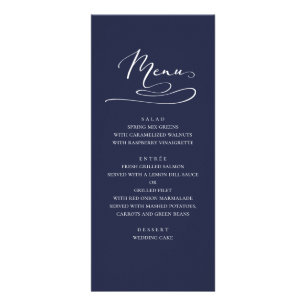 menu de janto de casamento de marinho. Azul simple