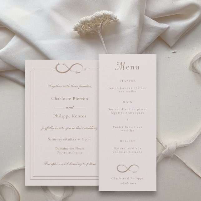 Menu de Janto de Casamento Dourado da Rosa claro I (Criador carregado)