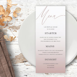 Menu de Janto de Casamento Dourado Simples Rosa