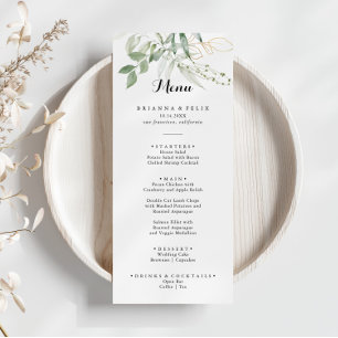 Menu de Janto de Folhagem Verde Dourada