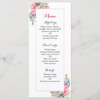 Menu de janto de recepções de casamento de flores