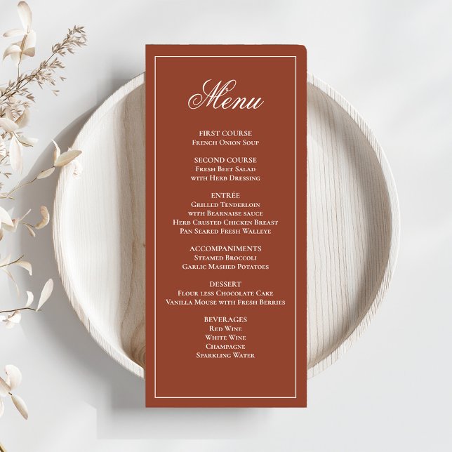 Menu de Janto de Script de Casamento Burgundy (Elegant burgundy wedding dinner menu. )