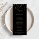 Menu de Janto de Script do Rico de Caligrafia de C<br><div class="desc">Este cartão de janto de script de rico de caligrafia dourada é perfeito para um casamento rústico. O simples e elegante design apresenta um espumante confete de ouro acoplado a uma tipografia de na moda. Este menu pode ser usado para recepção de casamento, janto de ensaio, chá de panela ou...</div>