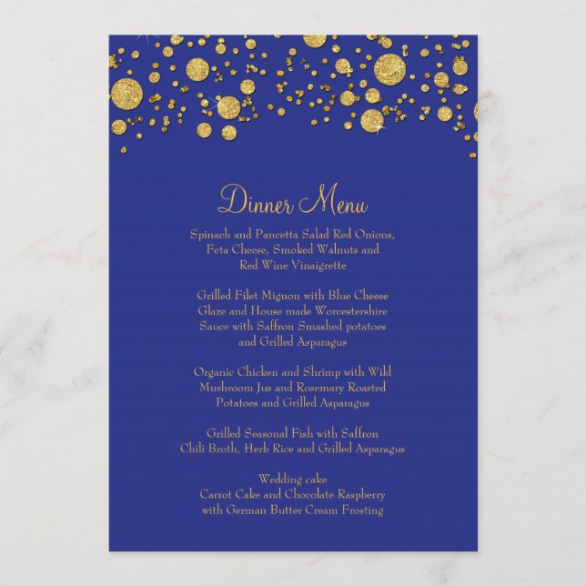 Menu de Janto Elegante de Ponto de Confetti Glitte (Frente)