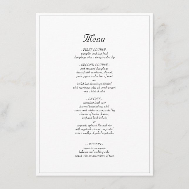 Menu de Janto Elegante Russo Minimalista (Frente)