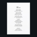 Menu de Janto Elegante Russo Minimalista<br><div class="desc">Menu Janto de Casamento Negro e Branco,  Elegante Russo Minimalista - Sinta-se à vontade para personalizar e personalizar este menu de casamento simples e elegante. As opções de edição estão disponíveis.</div>