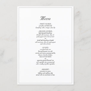 Menu de Janto Elegante Russo Minimalista