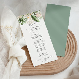 Menu de Janto Floral de Folhagem Tropical Dourada