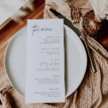 Menu de Janto Formal de Parte de Recepção de casam<br><div class="desc">Nosso cartão de menu personalizado contém uma simples letra de script - perfeita para informar seus convidados sobre suas escolhas de refeições no seu casamento ou evento. Este item faz parte da suíte de casamento Hunter H100,  por favor,  compre nossa loja para produtos correspondentes.</div>