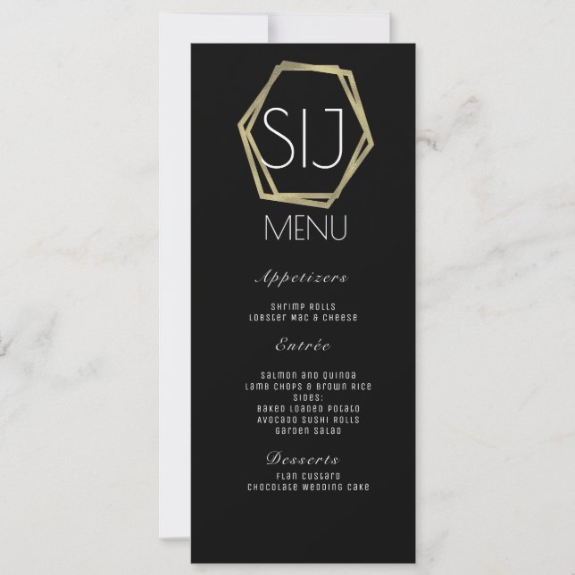Menu de Janto Geológico Dourado Mínimo do Logotipo (Frente)