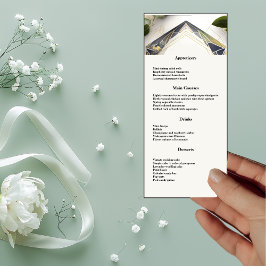 Menu de Janto Geométrico Moderno com Flores Pequen