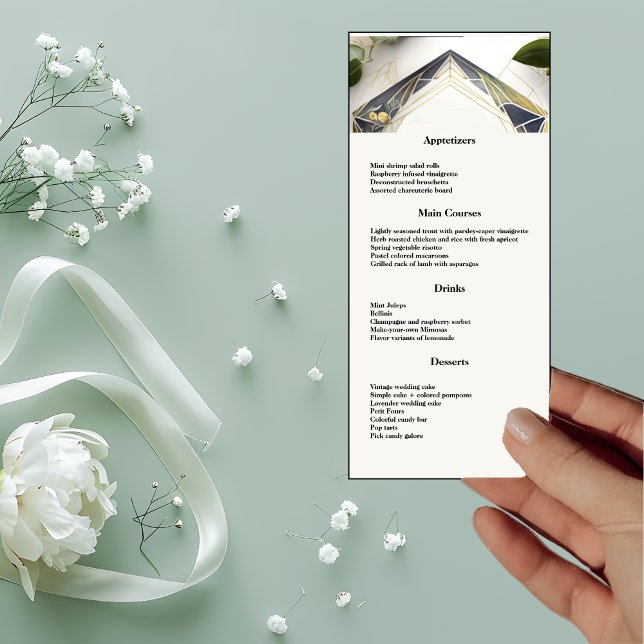 Menu de Janto Geométrico Moderno com Flores Pequen (Criador carregado)