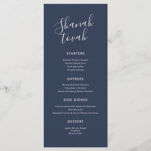 Menu de Janto Simples Moderno Rosh Hashanah (Frente)